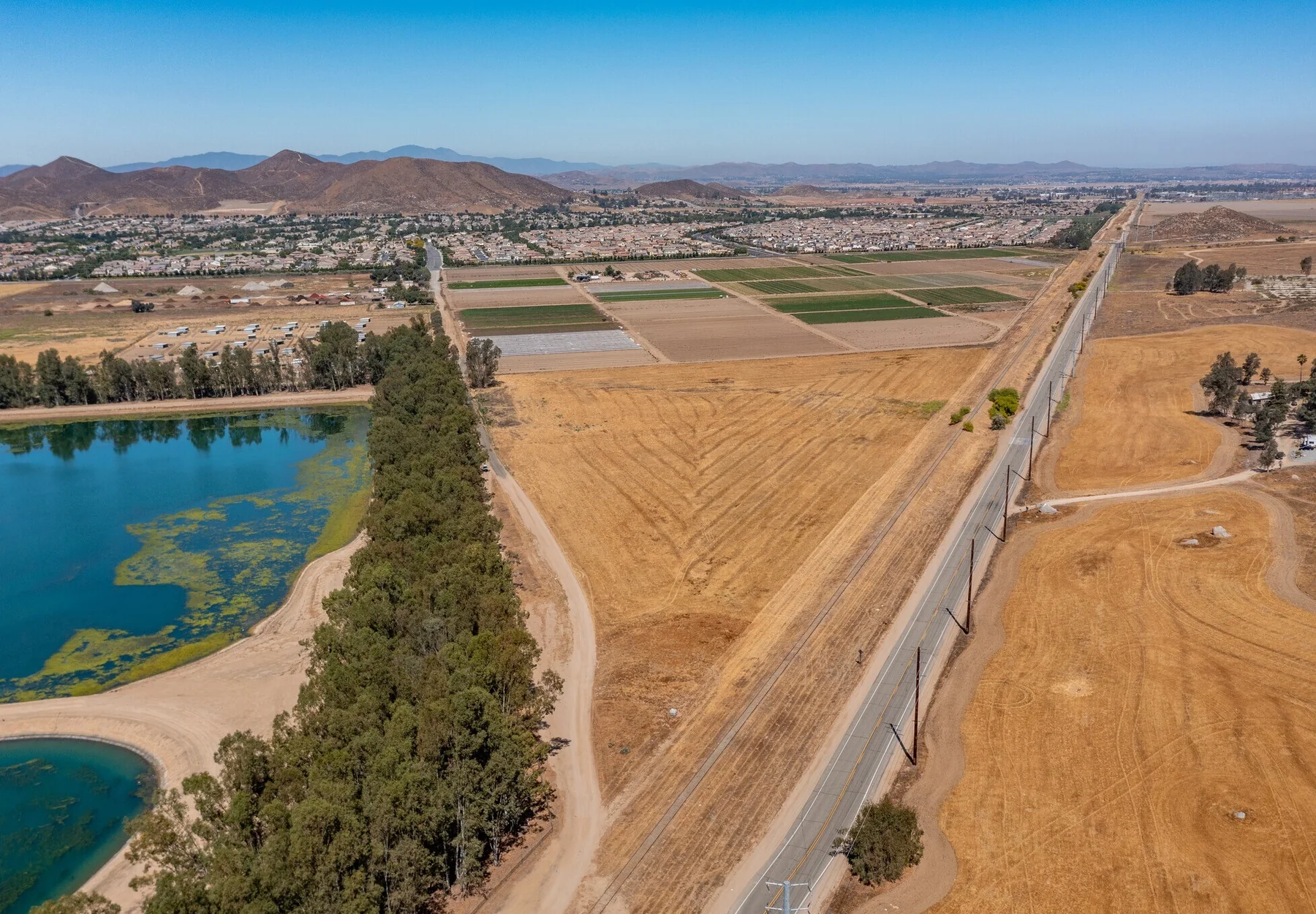 Aerial view of land and surrounding development in Riverside County
